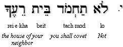 Tenth Commandment in Hebrew