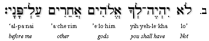 Second Commandment in Hebrew
